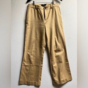 Lauren Ralph Lauren cuffed wide leg cotton neutral trousers pants Sz 8